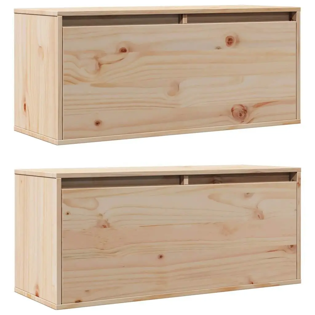 2 pcs Solid Pine Wood Floating Cabinets for Home