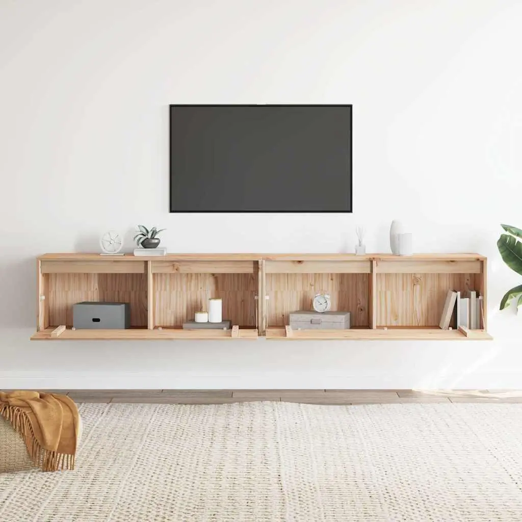 Brown Pine Wall Cabinet for Storage