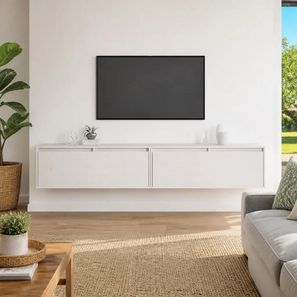 Wall Cabinet Floating Storage 100x30x35 cm White Wooden