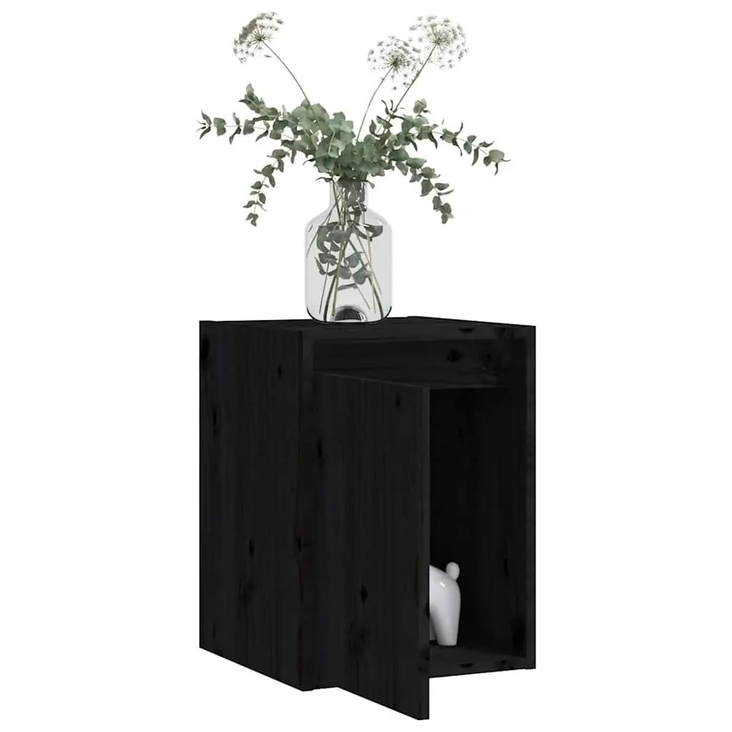 Wall Cabinet 2pcs Black 30x30x40cm Solid Wood Floating Shelving Storage Unit
