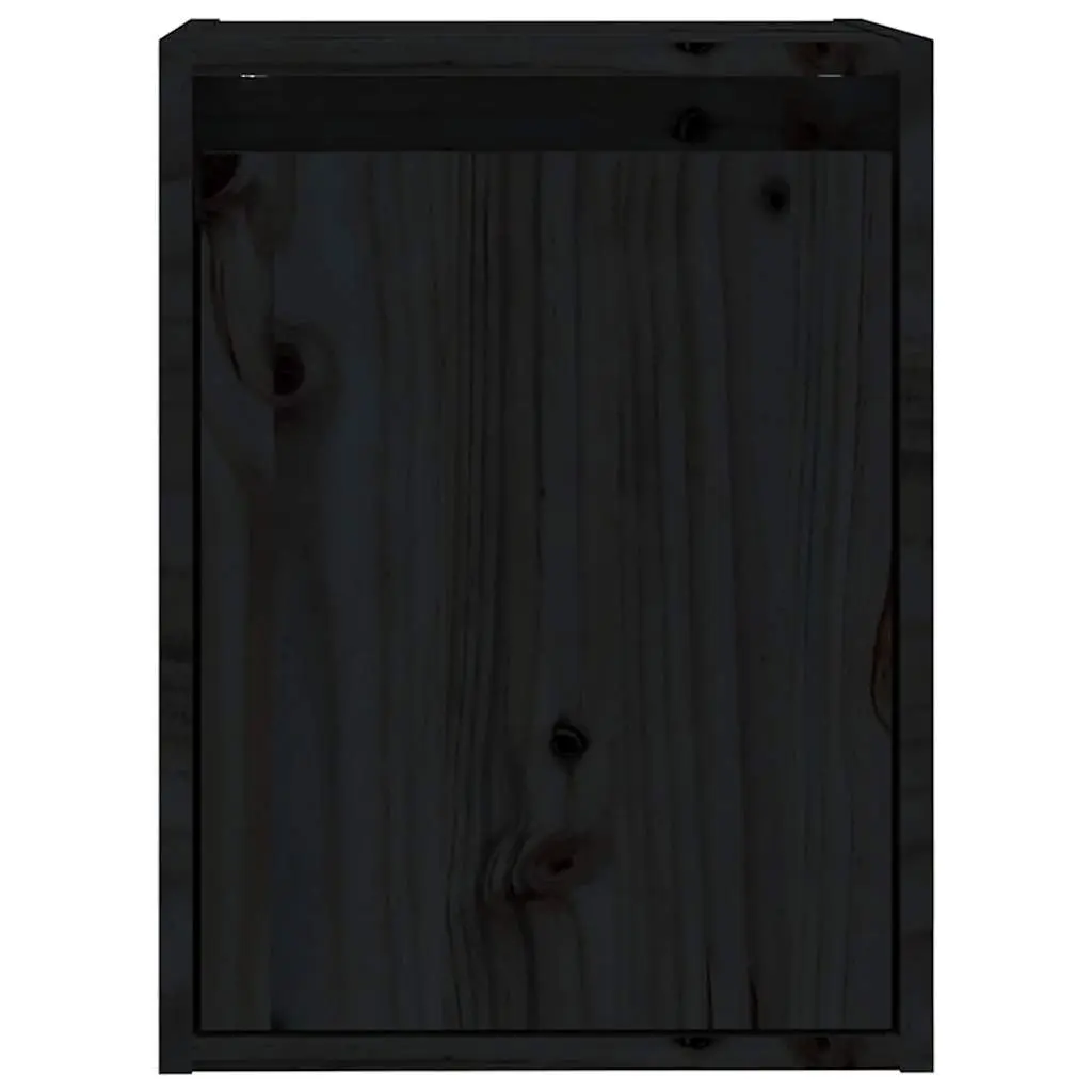 Wall Cabinet 2pcs Black 30x30x40cm Solid Wood Floating Shelving Storage Unit
