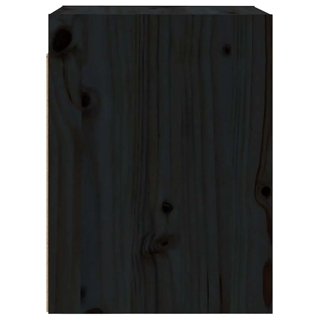 Wall Cabinet 2pcs Black 30x30x40cm Solid Wood Floating Shelving Storage Unit