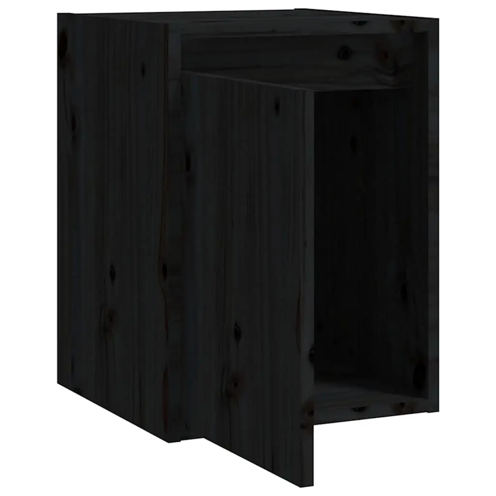 Wall Cabinet 2pcs Black 30x30x40cm Solid Wood Floating Shelving Storage Unit