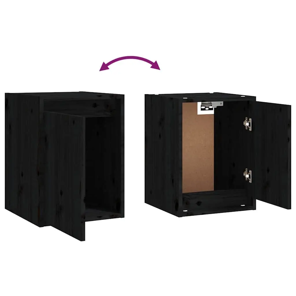 Wall Cabinet 2pcs Black 30x30x40cm Solid Wood Floating Shelving Storage Unit