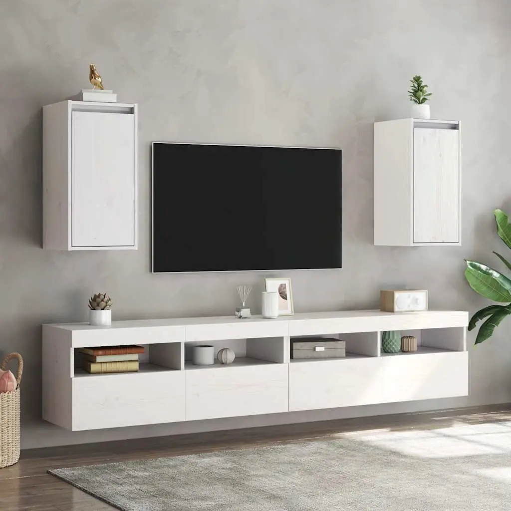 White Wall Cabinets 2 pcs 30x30x60 cm Solid Pine