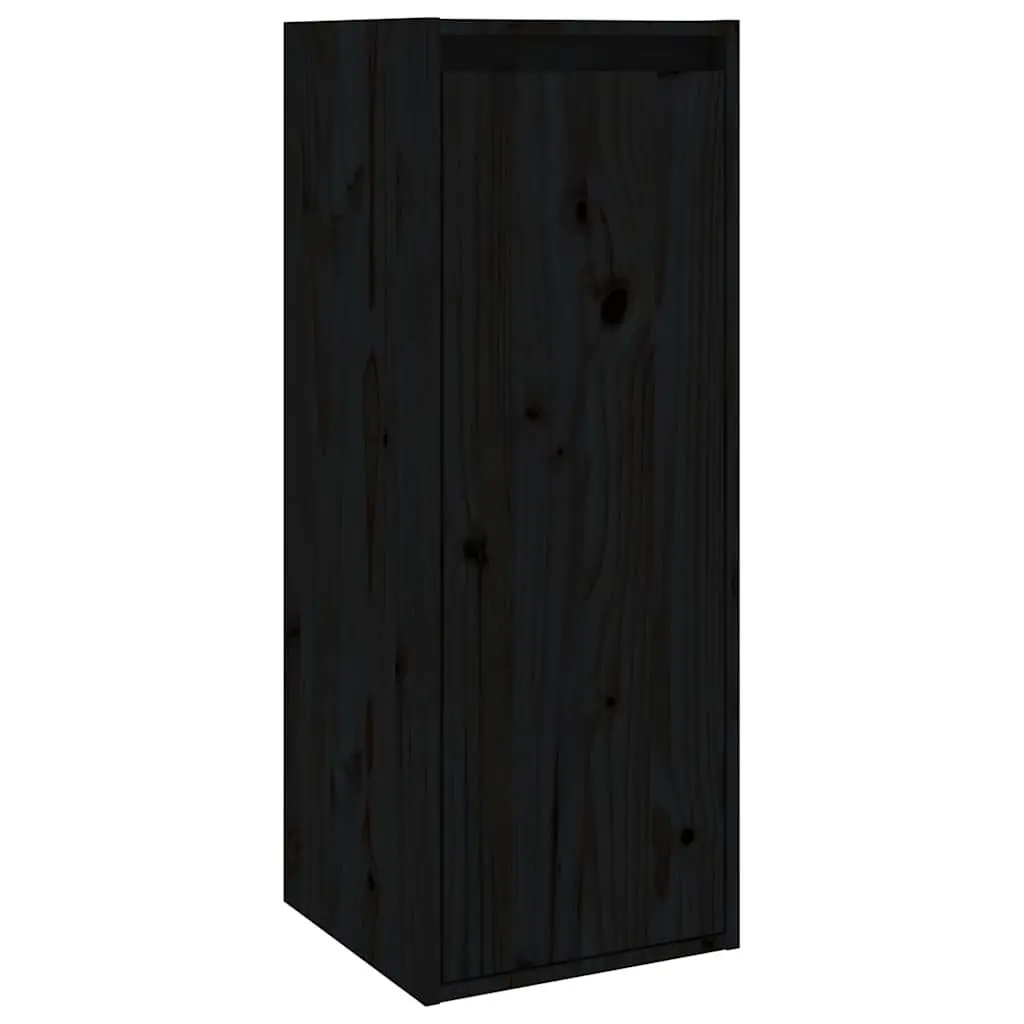 Wall Cabinet 2 pcs Black 30x30x80 cm Solid Wood Pine Hanging Storage Shelves
