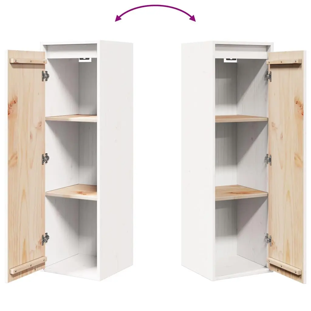 Wall Cabinet White 30x30x100 cm Storage Shelving Unit Solid Wood