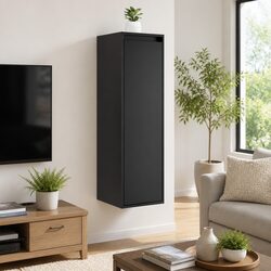 Wall Cabinets 2 pcs Black 30x30x100 cm Solid Pine Floating Storage Hanging Shelf