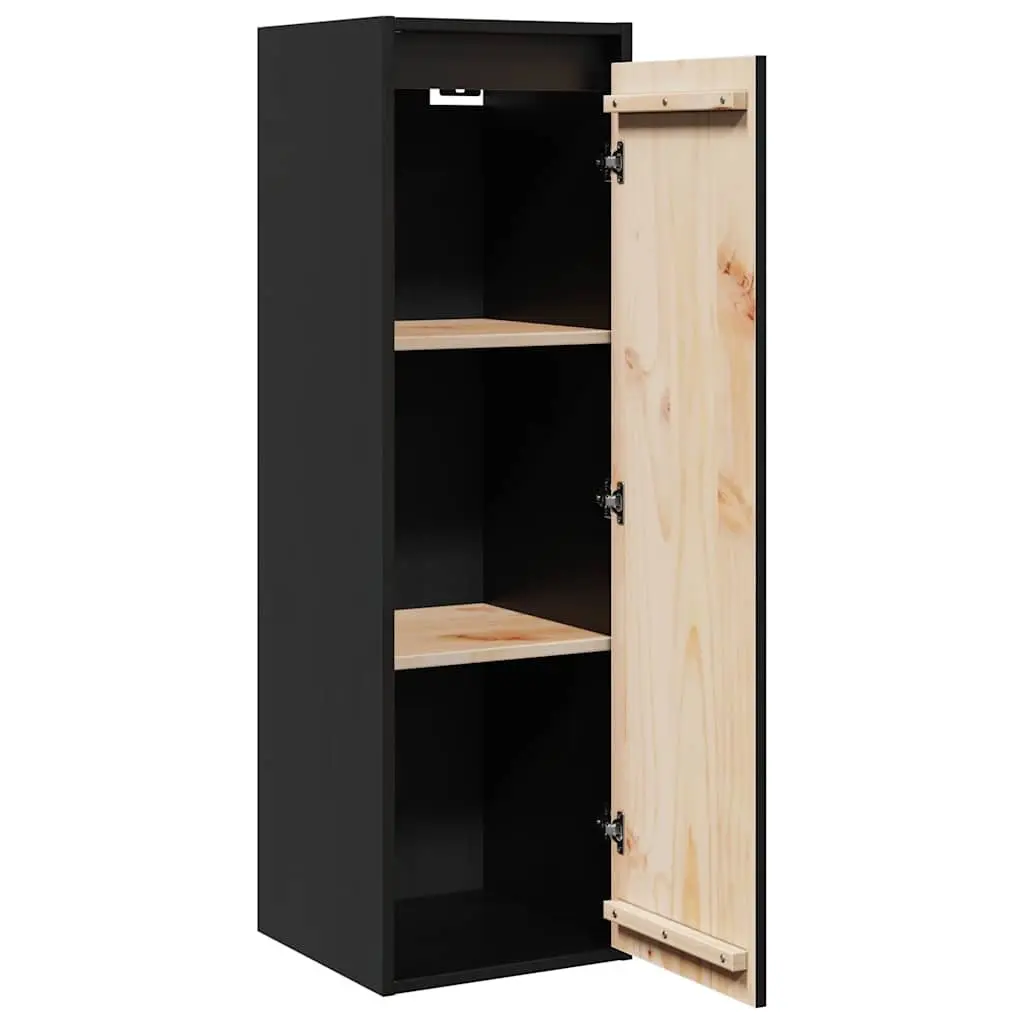 Wall Cabinets 2 pcs Black 30x30x100 cm Solid Pine Floating Storage Hanging Shelf