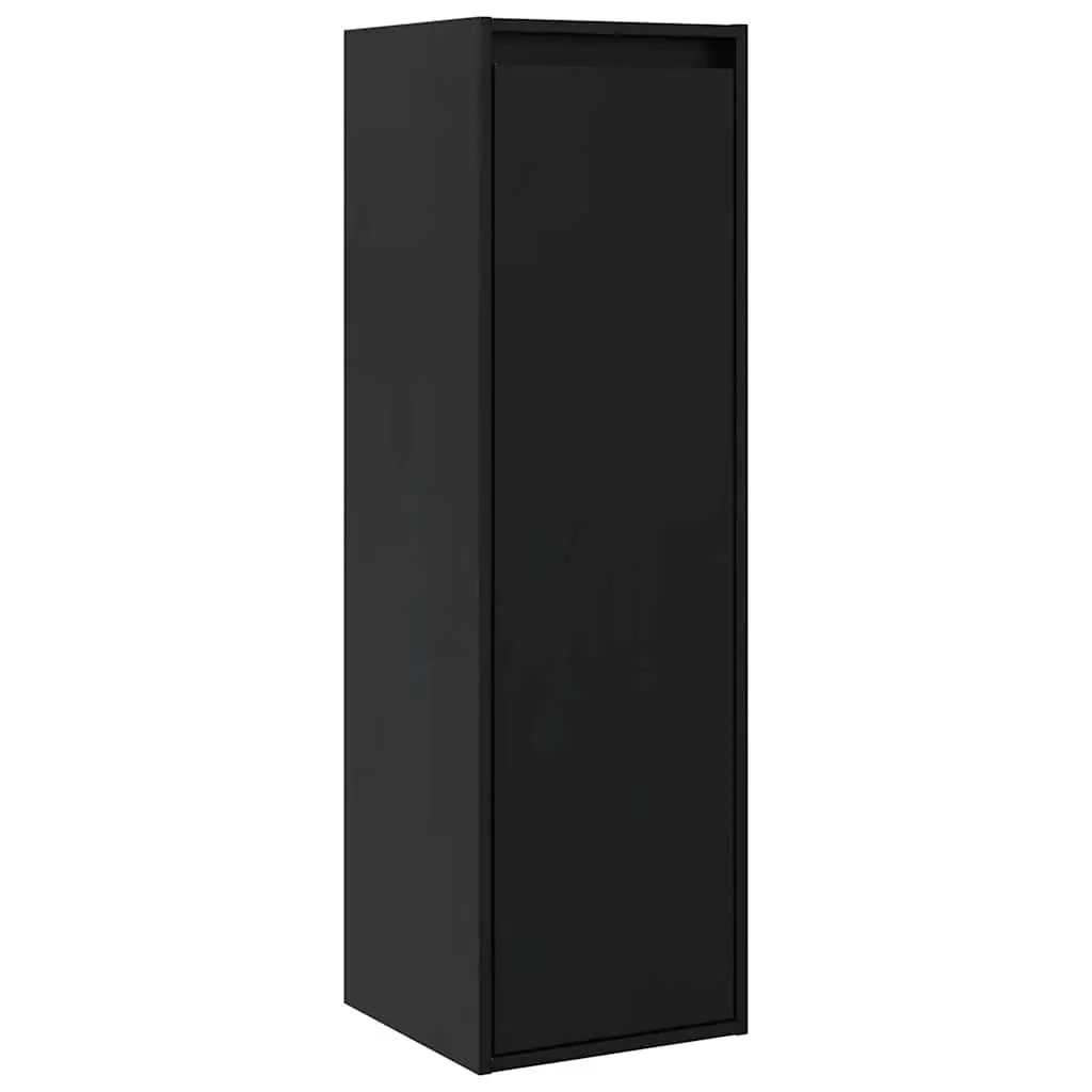 Wall Cabinets 2 pcs Black 30x30x100 cm Solid Pine Floating Storage Hanging Shelf
