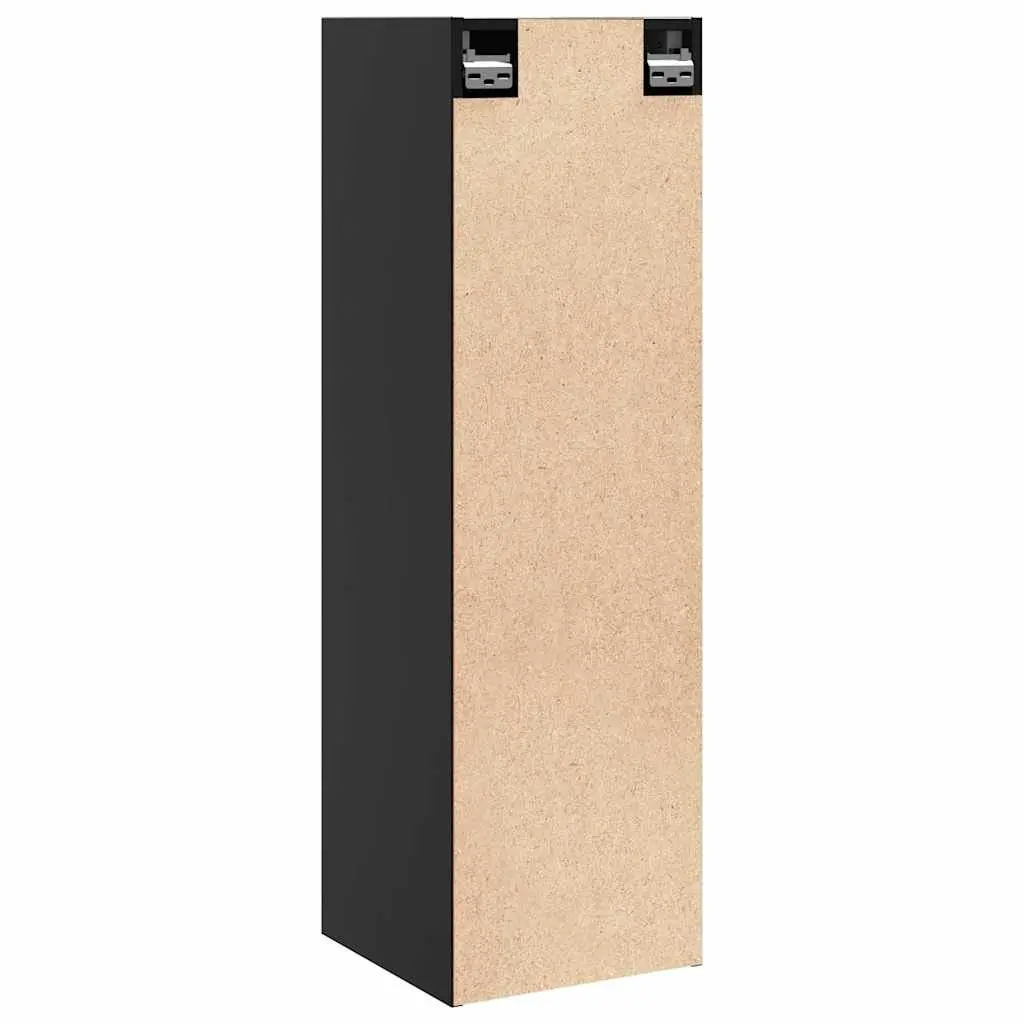Wall Cabinets 2 pcs Black 30x30x100 cm Solid Pine Floating Storage Hanging Shelf