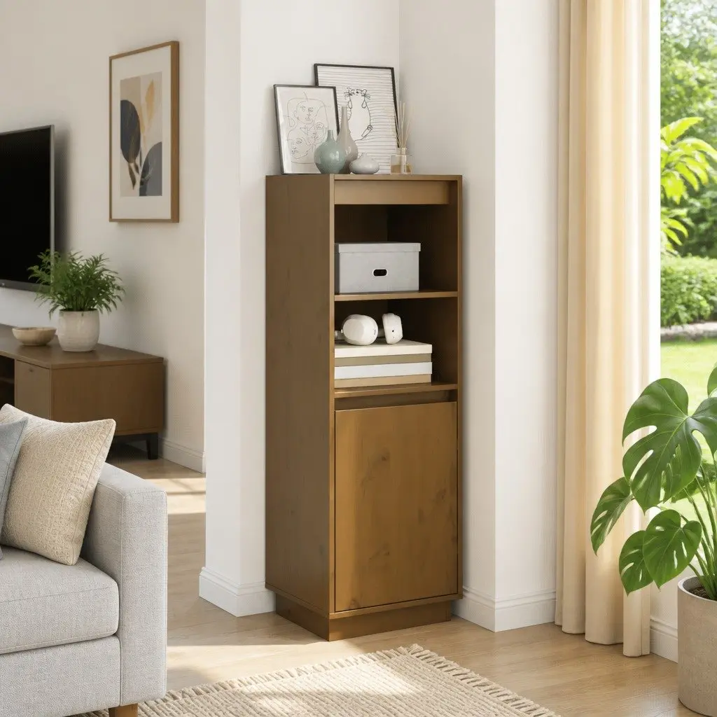 Highboard Solid Wood Storage Cabinet Brown Sideboard Cupboard Shelves Organiser