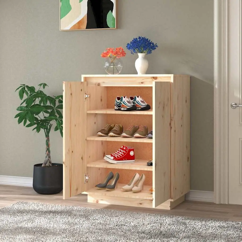 Shoe Cabinet Storage Organizer Brown Wooden Footwear Rack 60W x 35D x 80H cm
