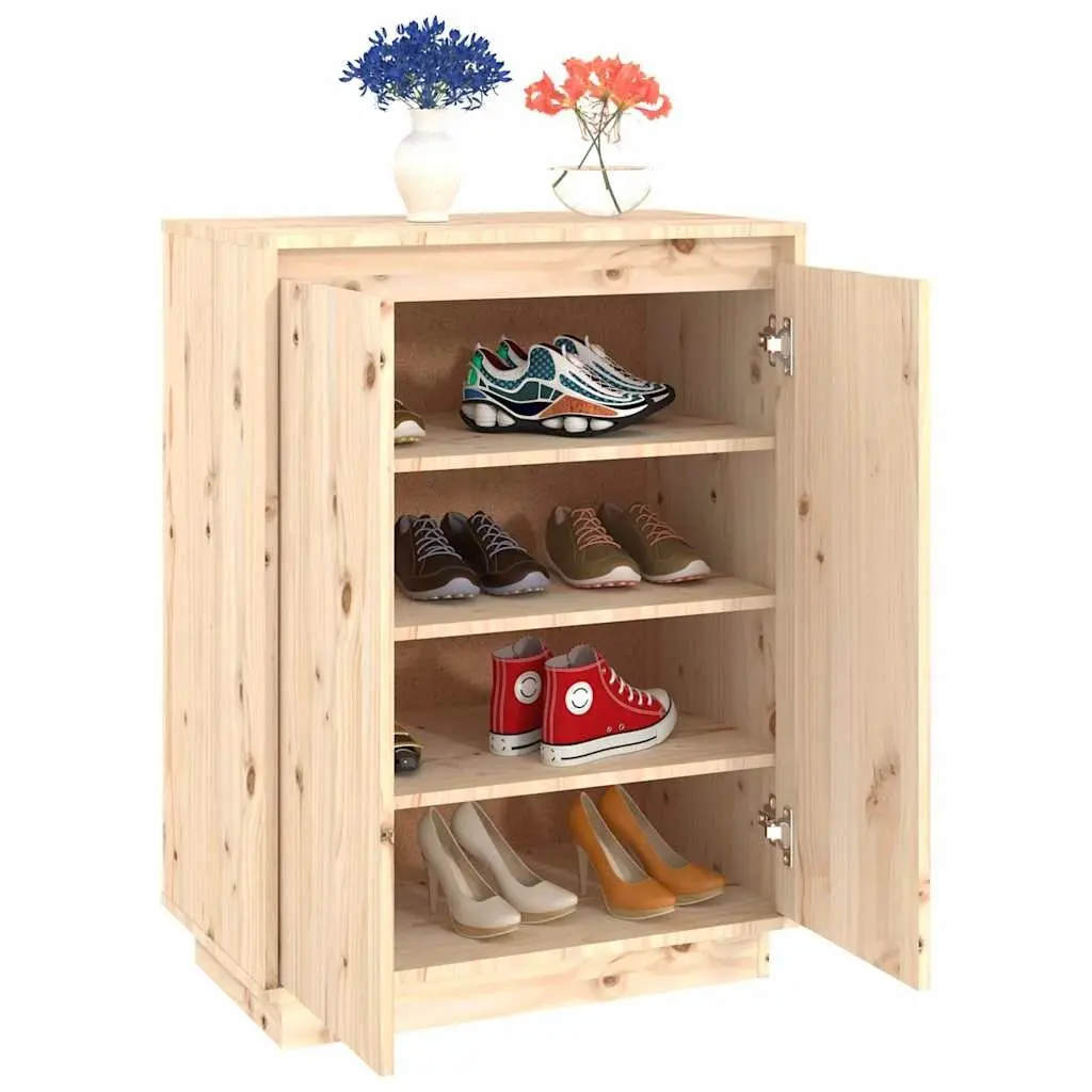 Shoe Cabinet Storage Organizer Brown Wooden Footwear Rack 60W x 35D x 80H cm