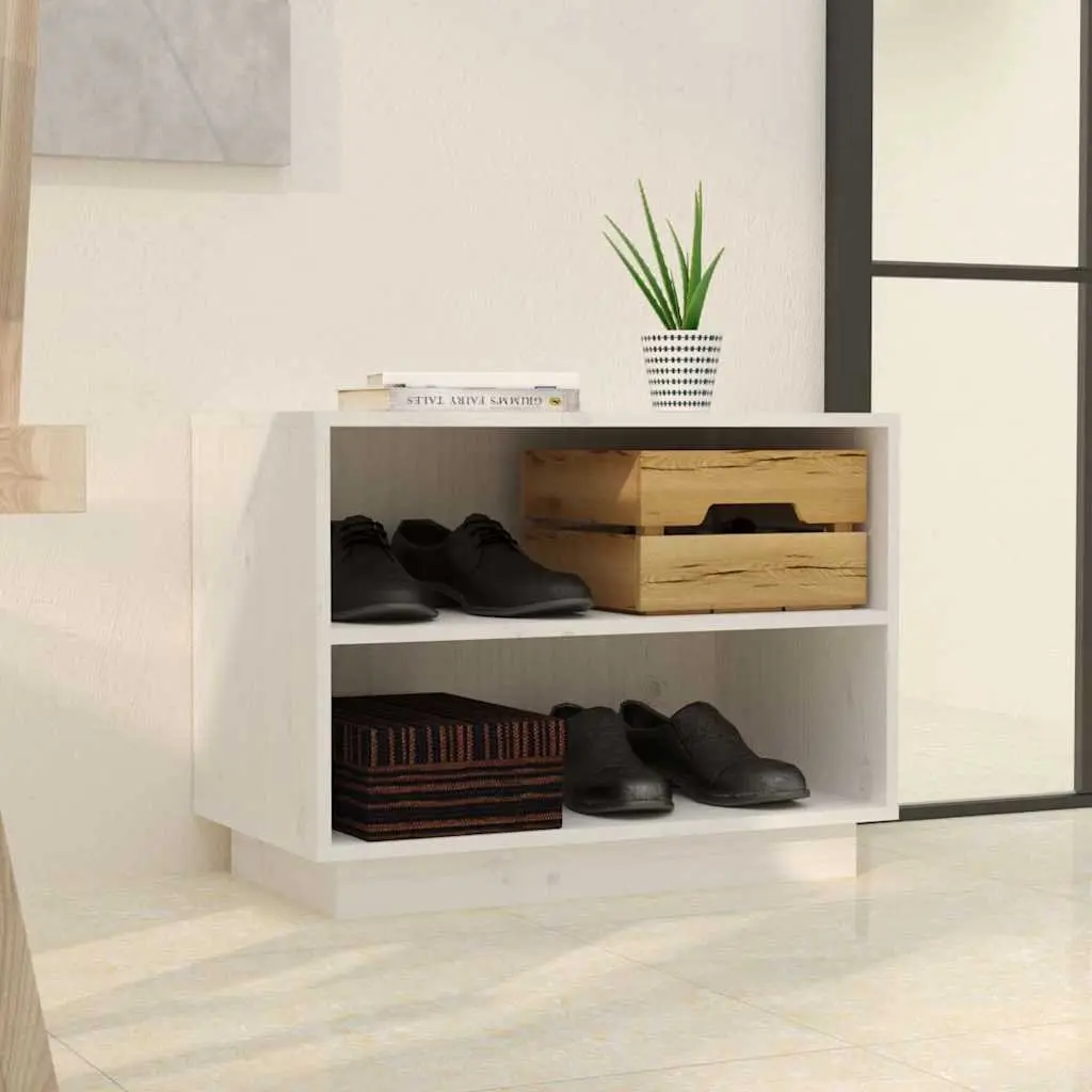 Wooden Shoe Cabinet Storage Organiser 60 x 34 x 45 cm White