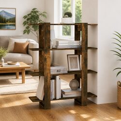 Reliable Brown Book Cabinet with Room Divider Capability
