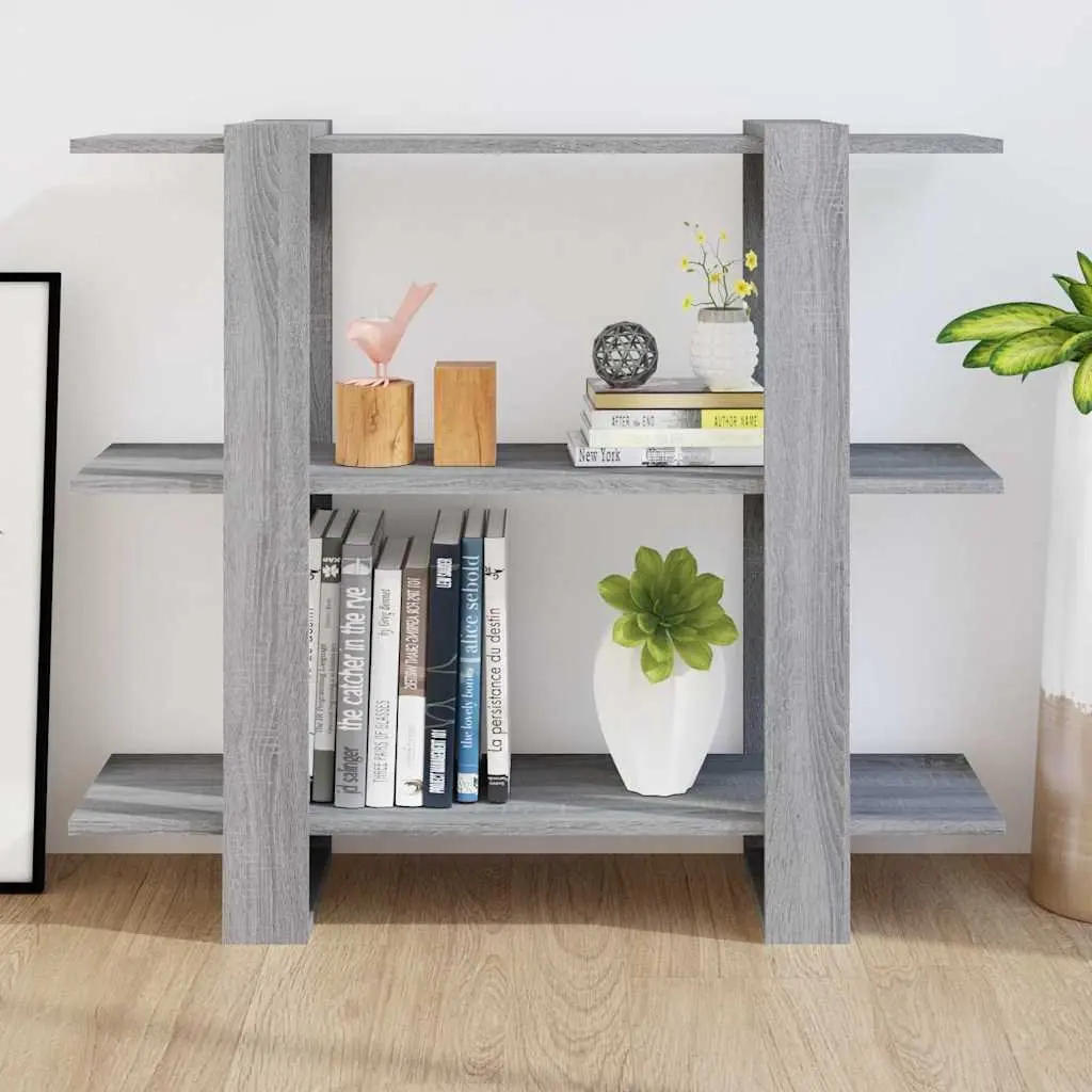 Book Cabinet Room Divider Storage Organiser 100x30x87cm Grey