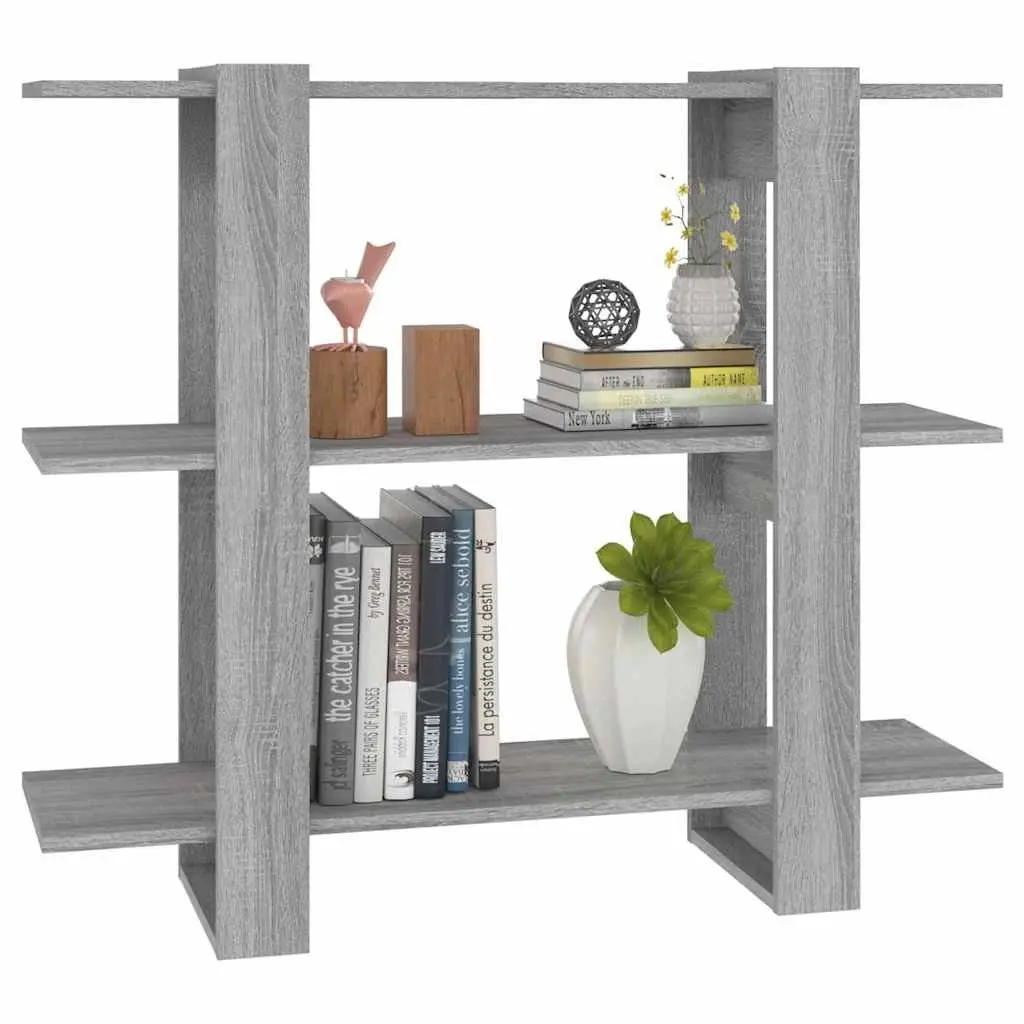 Book Cabinet Room Divider Storage Organiser 100x30x87cm Grey