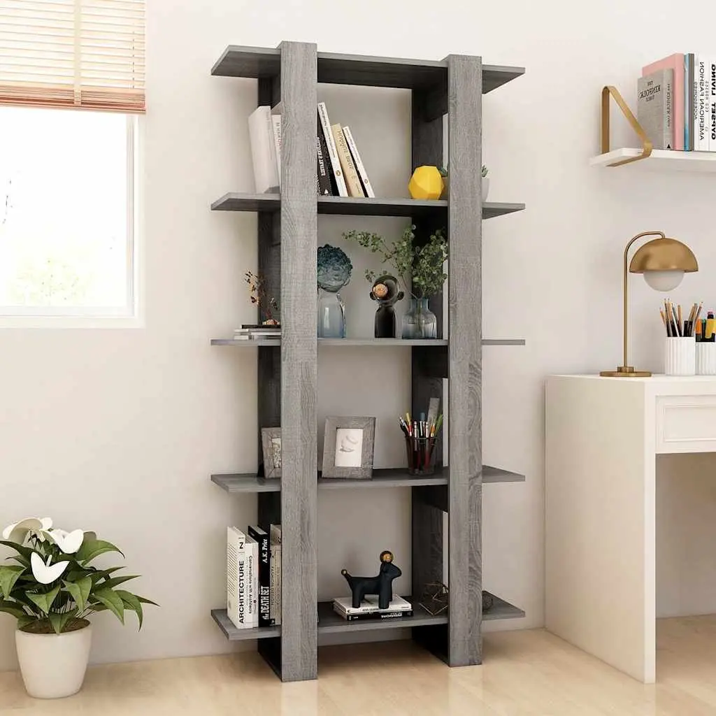 Book Cabinet Room Divider Grey Sonoma Engineered Wood 80W x 30D x 160H cm