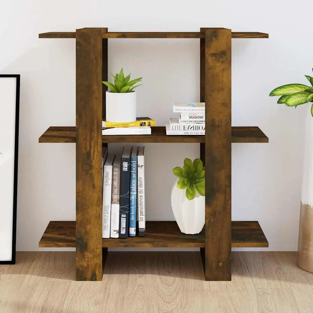 Book Cabinet Room Divider Storage Shelving Unit 80W x 30D x 87H cm Brown Wooden