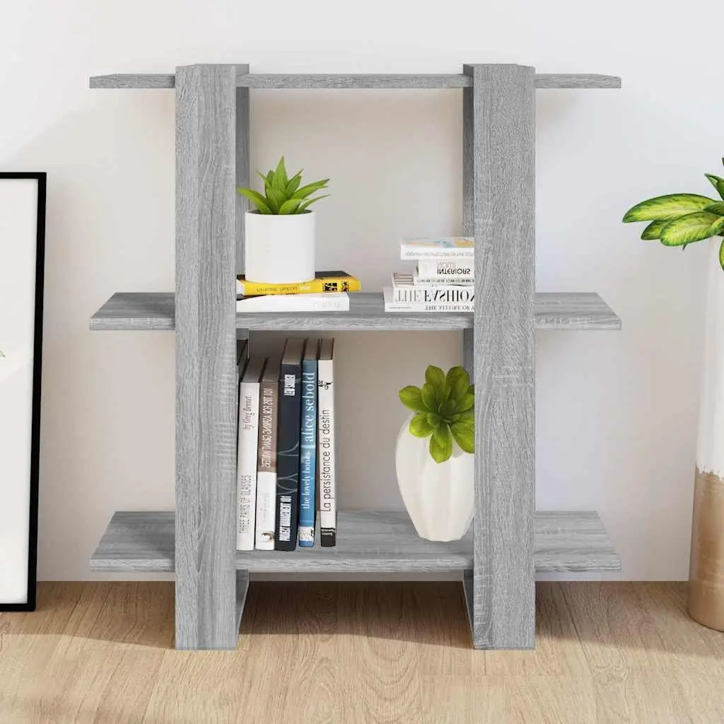 Book Cabinet Room Divider Storage Organiser Grey 80x30x87cm Wooden Bookshelf