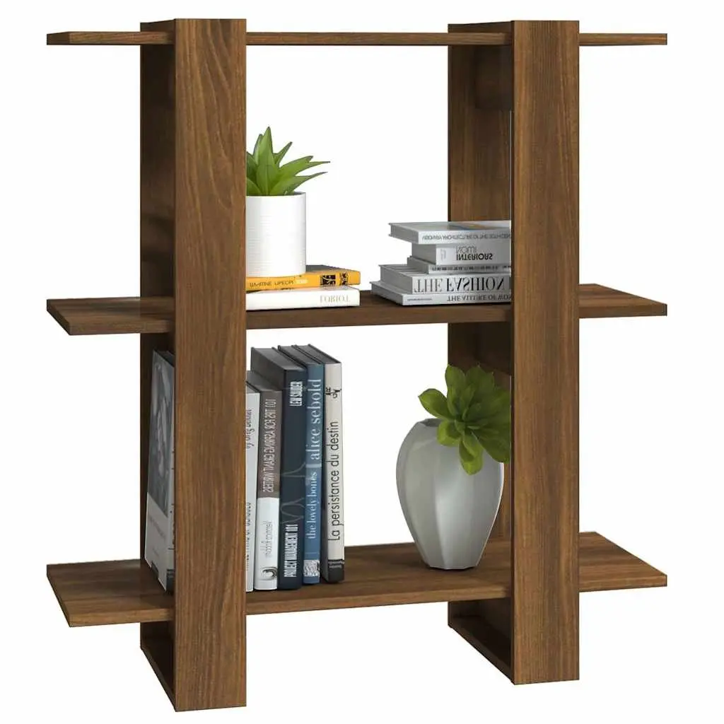 Book Cabinet Room Divider Storage Shelf 80W x 30D x 87H cm Brown Oak