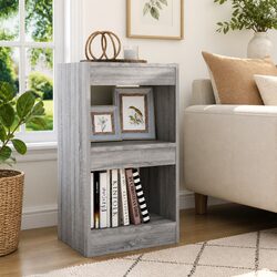 Grey Book Cabinet for Stylish Storage and Room Division