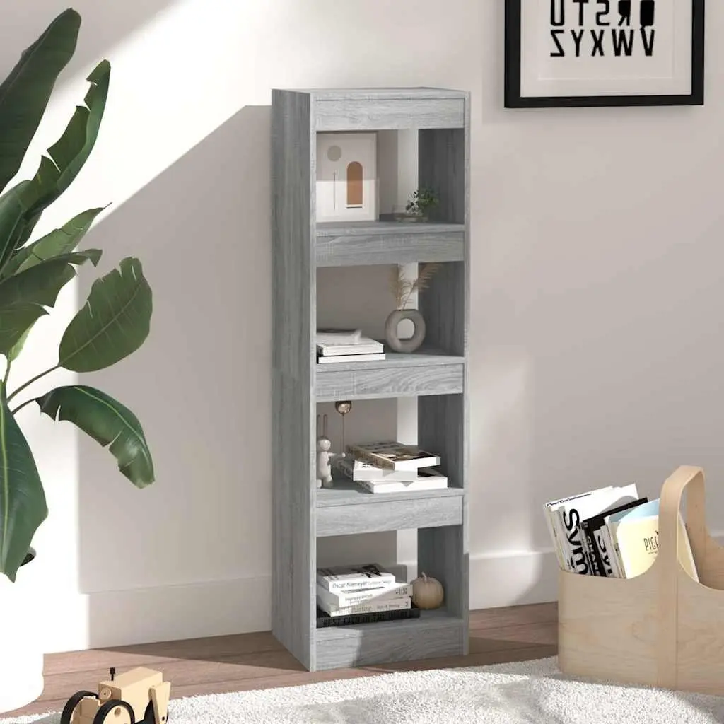 Tall Grey Bookshelf Book Storage Unit Room Divider Shelving
