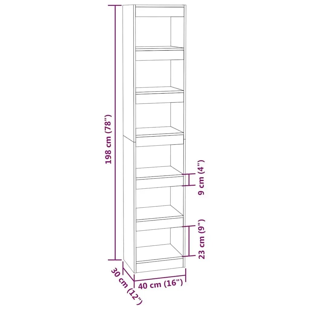 Book Cabinet Room Divider Grey Sonoma 40x30x198cm Shelving Storage Unit