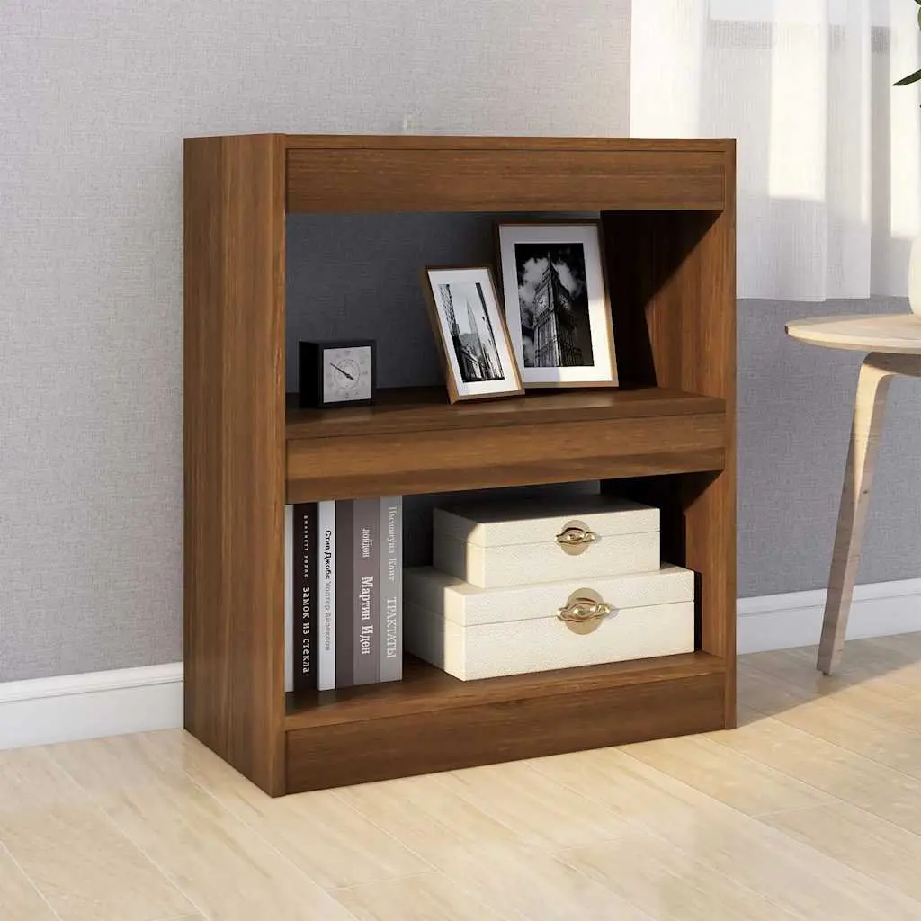 Brown Oak Book Cabinet Room Divider Shelving Unit Storage Bookcase 60W x 30D x 72H cm