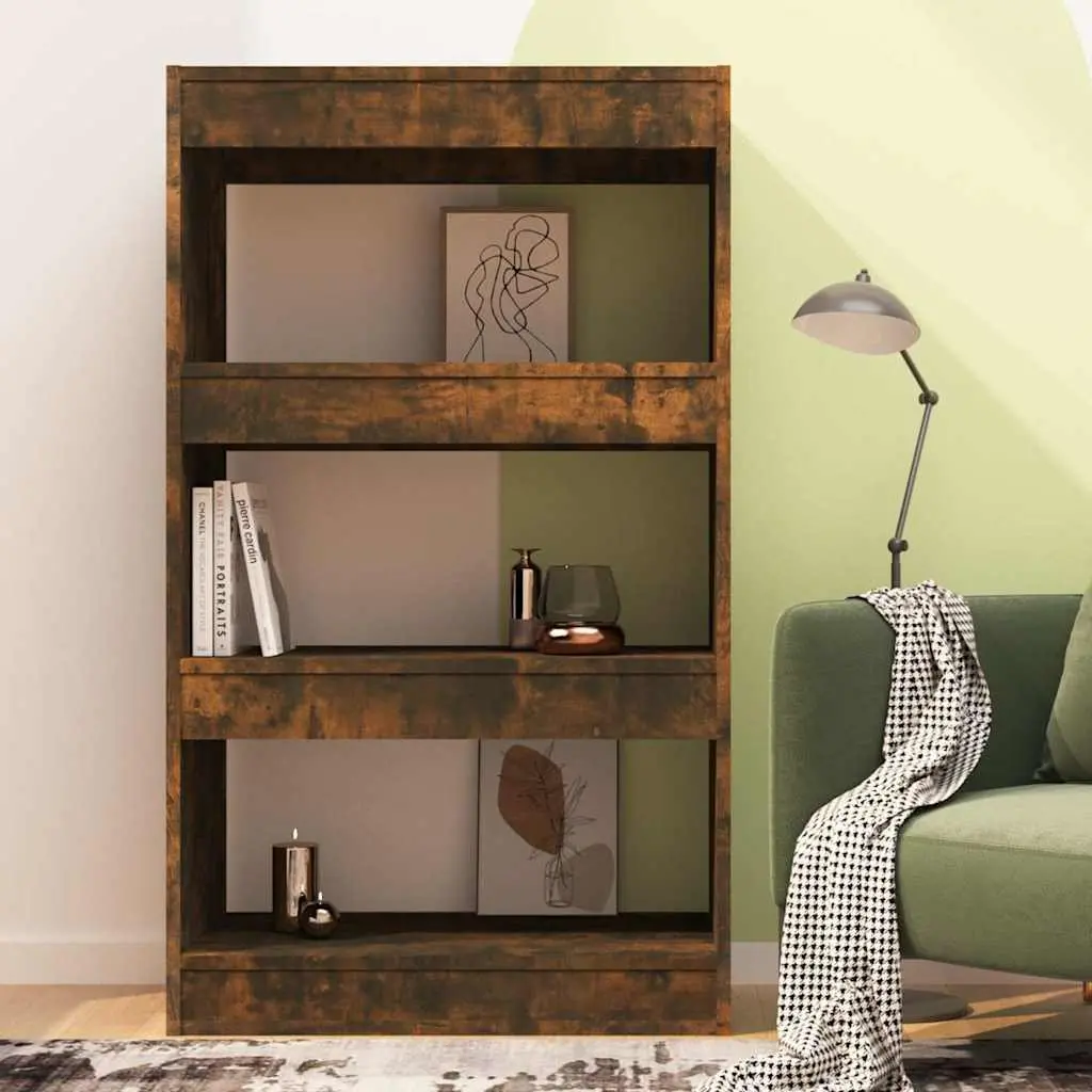 Book Cabinet Room Divider Shelf 60x30x103cm Smoked Oak Engineered Wood Storage