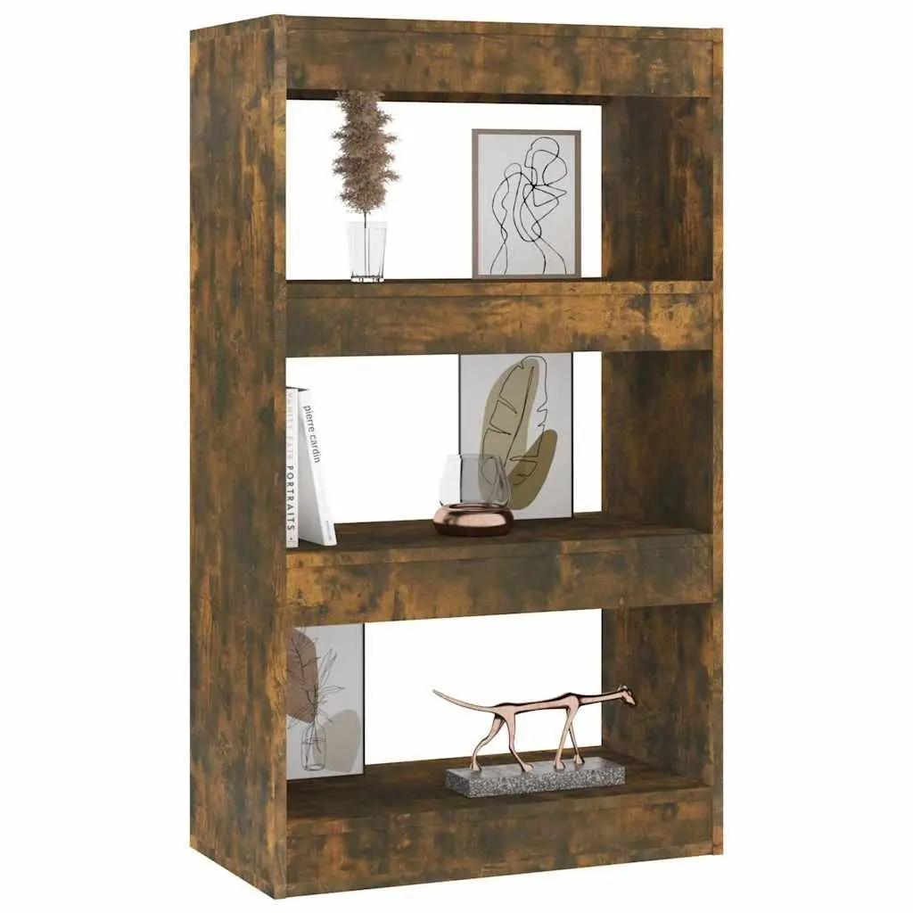 Book Cabinet Room Divider Shelf 60x30x103cm Smoked Oak Engineered Wood Storage