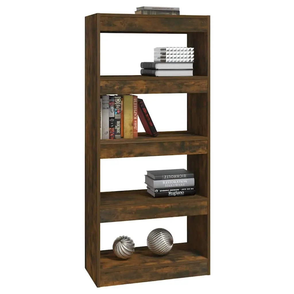 Book Cabinet Room Divider Storage Organiser 60W x 30D x 135H cm Smoked Oak