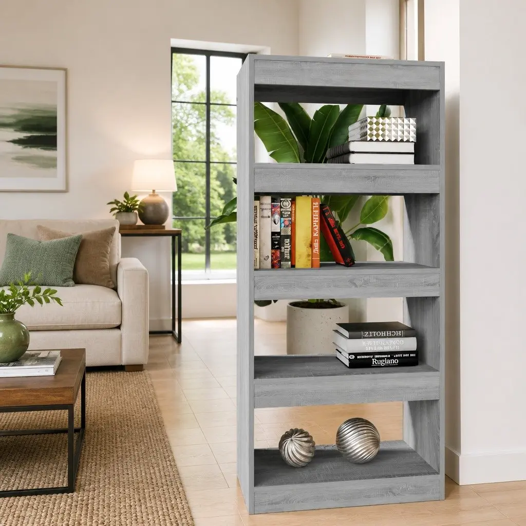 Book Cabinet Room Divider Grey Sonoma 60x30x135 cm Engineered Wood