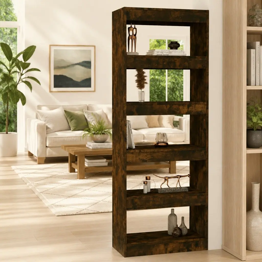 Book Cabinet Room Divider Smoked Oak 60x30x166cm Engineered Wood