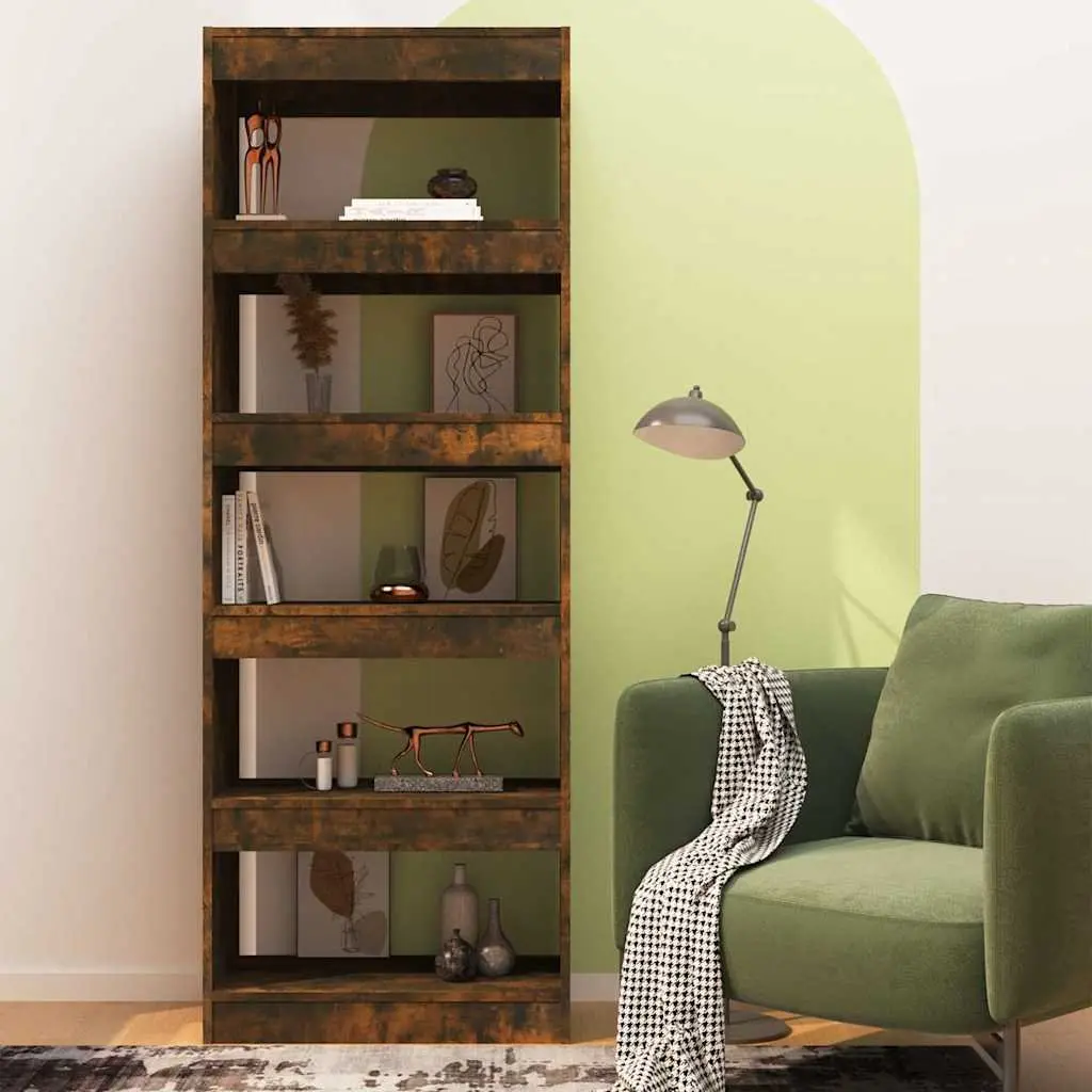 Book Cabinet Room Divider Smoked Oak 60x30x166cm Engineered Wood