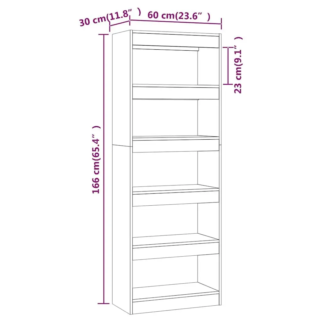 Book Cabinet Room Divider Smoked Oak 60x30x166cm Engineered Wood