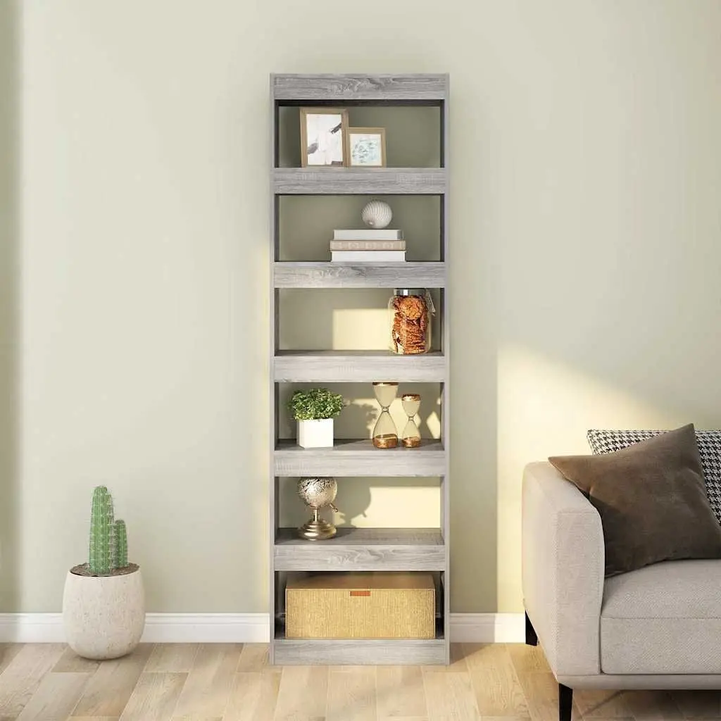 Book Cabinet Room Divider Storage 60x30x198 cm Grey Wood