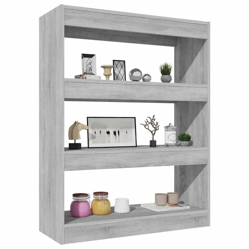 Book Cabinet Room Divider Grey Sonoma 80x30x103cm Wooden Shelving Storage Unit
