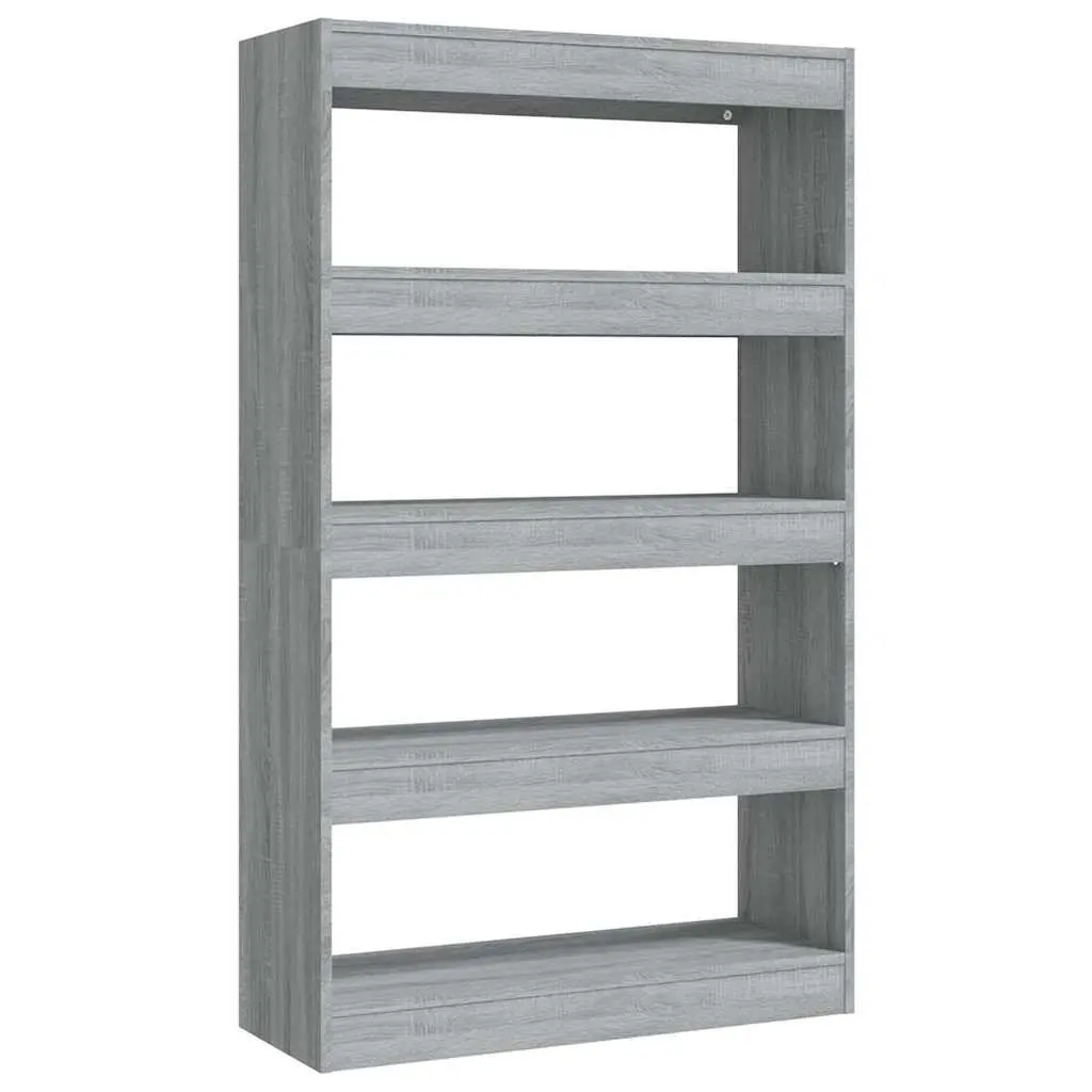 Grey Wooden Room Divider and Book Cabinet 80x30x135cm