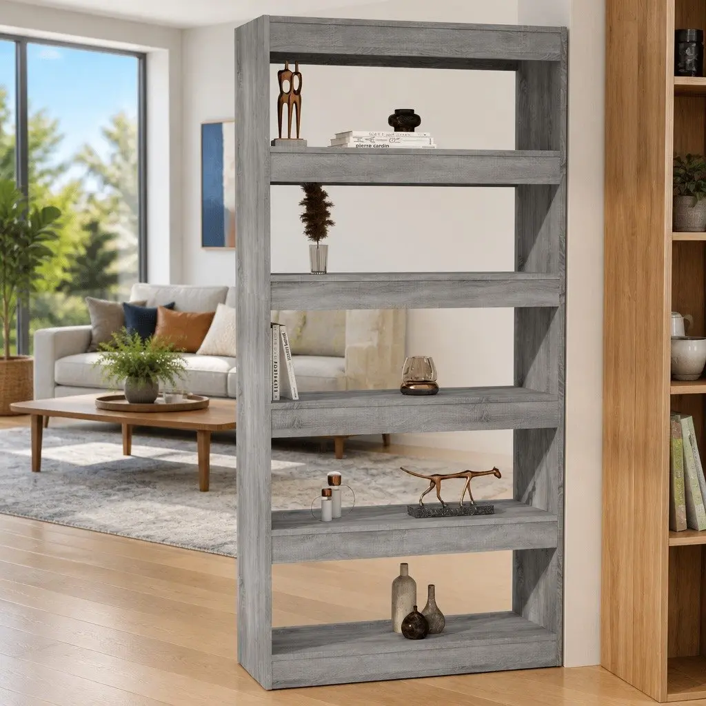 Book Cabinet Room Divider Grey Sonoma 80x30x166cm Engineered Wood Shelving