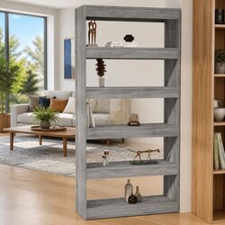 Book Cabinet Room Divider Grey Sonoma 80x30x166cm Engineered Wood Shelving