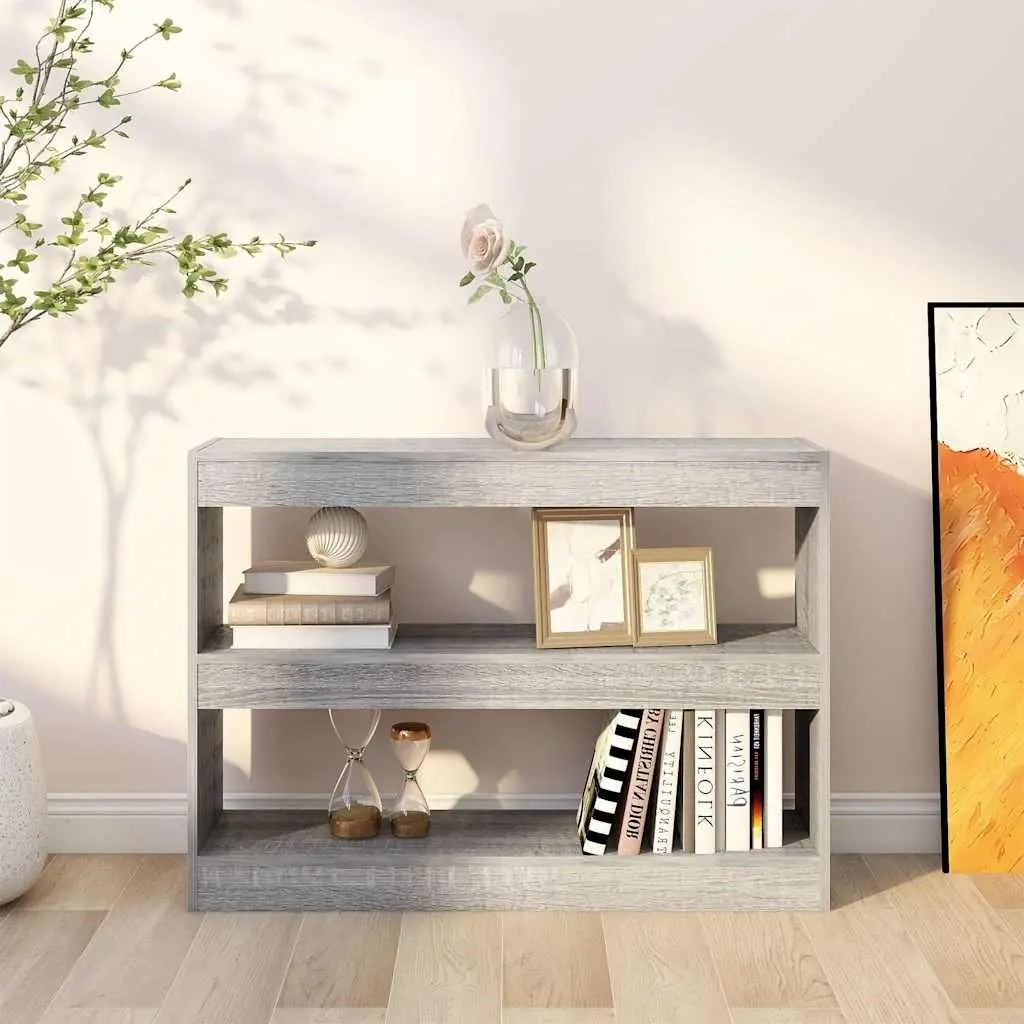 Book Cabinet Room Divider Storage Shelving Unit 100x30x72cm Grey Sonoma