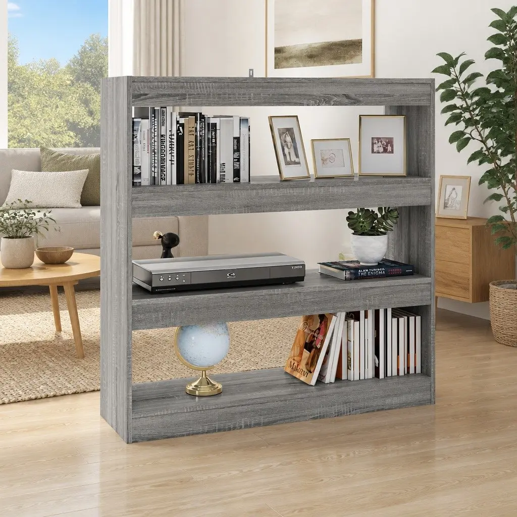 Book Cabinet Room Divider Storage Organiser 100 x 30 x 103 cm Grey Sonoma Open Shelving Unit