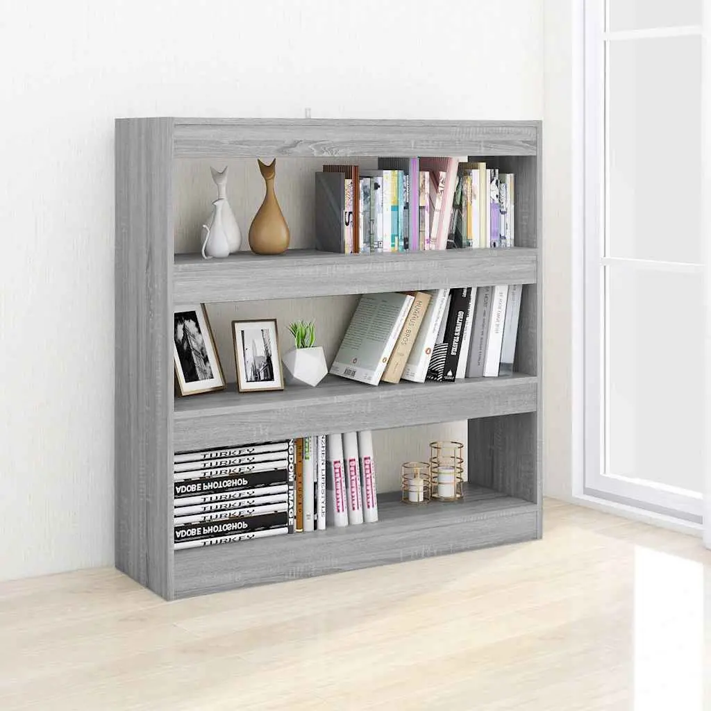 Book Cabinet Room Divider Storage Organiser 100 x 30 x 103 cm Grey Sonoma Open Shelving Unit