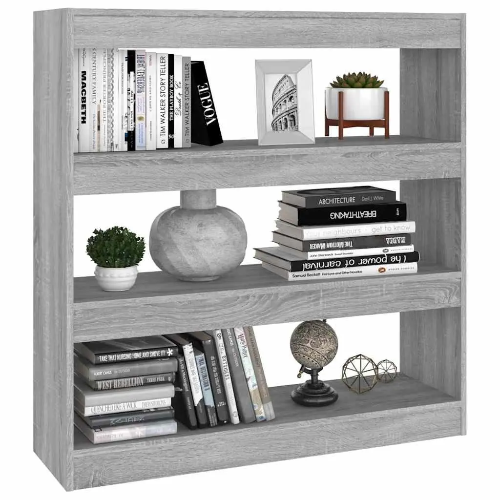 Book Cabinet Room Divider Storage Organiser 100 x 30 x 103 cm Grey Sonoma Open Shelving Unit
