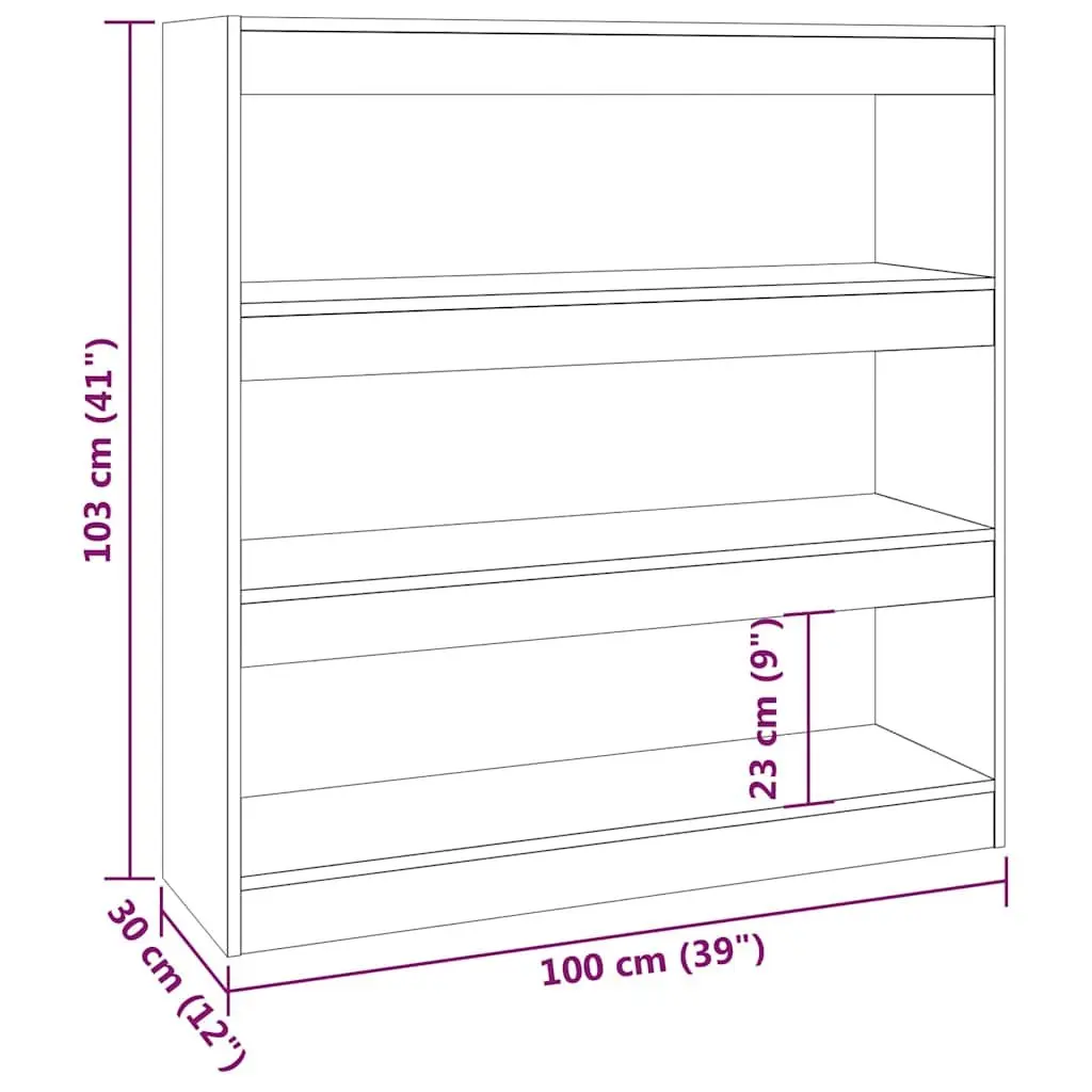 Book Cabinet Room Divider Storage Organiser 100 x 30 x 103 cm Grey Sonoma Open Shelving Unit