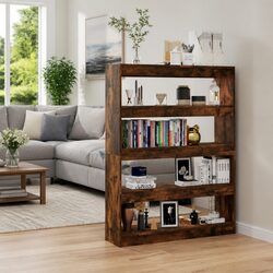 Book Cabinet Room Divider Storage Bookshelf Brown Standing Shelves Organiser