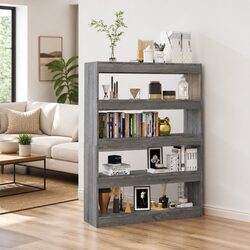 Book Cabinet Room Divider Grey Shelving Storage Unit Organiser Display Stand