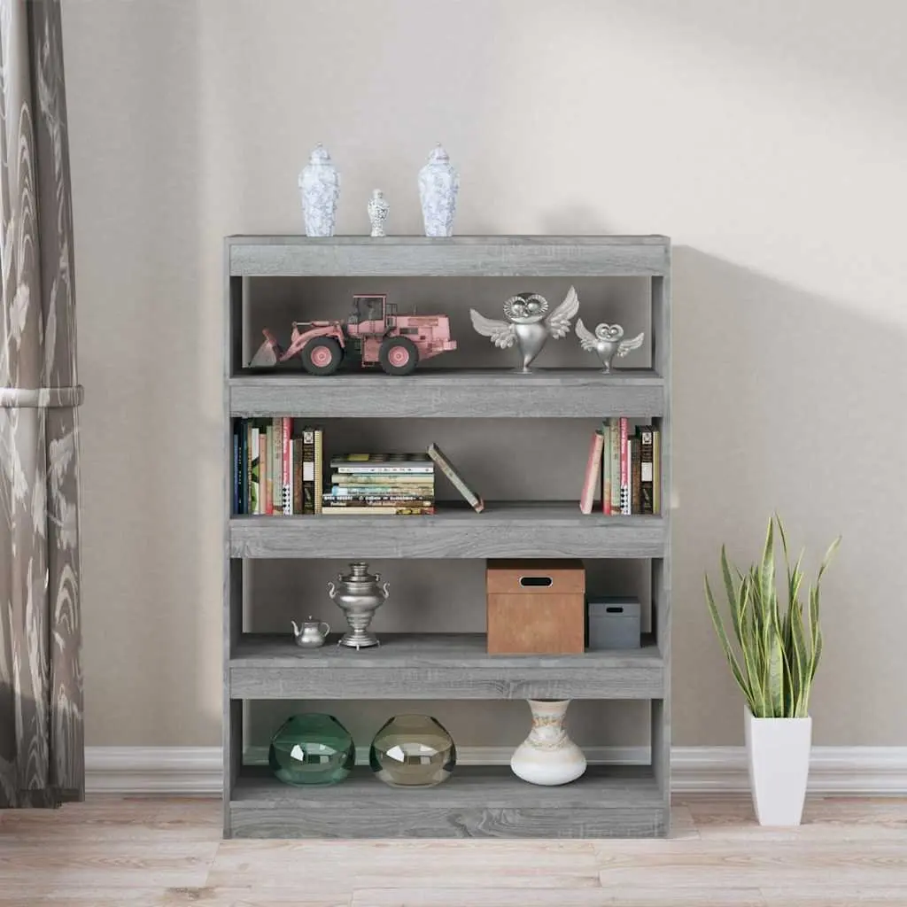 Book Cabinet Room Divider Storage Unit 100cm Grey